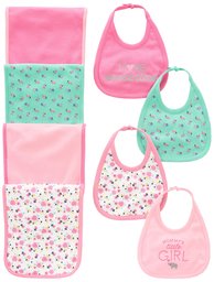 Simple Joys by Carter's Baby Girls' 8-Pack Burp Cloth and Bib Set