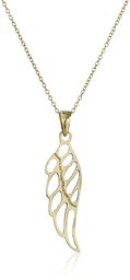 Gold Plated Sterling Silver Angel Wing Drop Pendant Necklace, 18