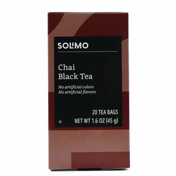 Amazon Brand - Solimo Chai Black Tea Bags, 20 Count