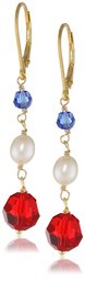 White Freshwater Cultured Pearl and Swarovski Elements Beads Earwire Drop Earrings