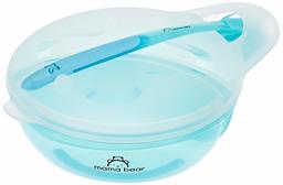 Amazon Brand - Mama Bear Round Bowl with Snap-in Spoon and Lid (Blue)