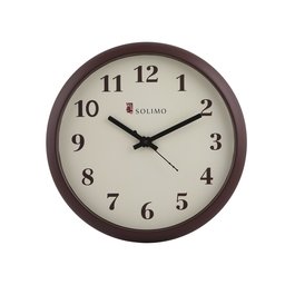 Amazon Brand - Solimo 11-inch Wall Clock (Step Movement, Brown Frame)