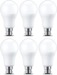 AmazonBasics LED B22 Bayonet Cap Bulb, 10.5W (equivalent to 75W), Warm White, Dimmable- Pack of 6