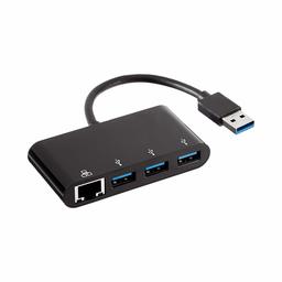 AmazonBasics 3-Port USB 3.0 Adapter with RJ45 Gigabit Ethernet Port, Black