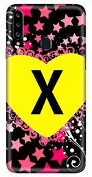 Amazon Brand - Solimo Designer Heart Pattern Alphabet-X 3D Printed Hard Back Case Mobile Cover for Samsung Galaxy A20s