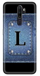 Amazon Brand - Solimo Designer Button Jeans Alphabet-L 3D Printed Hard Back Case Mobile Cover for Oppo A9 (2020)