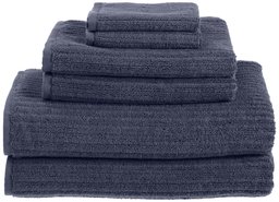 Pinzon 100-Percent Cotton 650-Gram Textured 6-Piece Towel Set Indigo