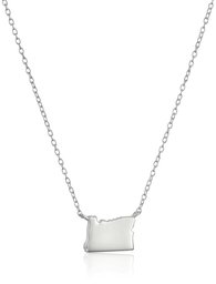 Sterling Silver Stationed Mini State Oregon Pendant Necklace, 16