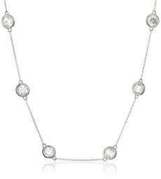 Platinum or Gold Plated Sterling Silver Station Necklace made with Swarovski Zirconia