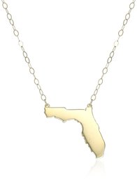 10k Yellow Gold Florida State Pendant Necklace, 16