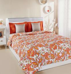 Amazon Brand - Solimo 100% Cotton Printed Comforter, Double (Trellis Tales, 200GSM)