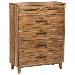 Amazon Brand – Rivet Brecken Modern Wood Tall Bedroom Dresser Drawers, 42 Inch Height, Brass Hardware, Brown