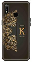 Amazon Brand - Solimo Designer Black Pattern Alphabet-K 3D Printed Hard Back Case Mobile Cover for Realme 3 / Realme 3i