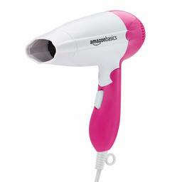 AmazonBasics 1200W Compact Hair Dryer with Foldable Handle (Pink)