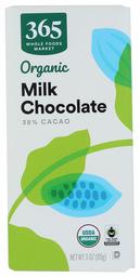 365 by Whole Foods Market, Organic Chocolate Bar, Milk Chocolate, 3 Ounce