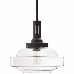 Amazon Brand – Rivet Mid Century Modern Industrial Glass Pendant Chandelier Fixture with Light Bulb - 12.5 x 15.5 Inches, 17-60 Inch Cord, Matte Black