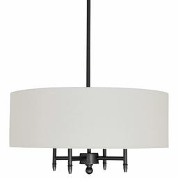 Amazon Brand – Stone & Beam Classic Ceiling Pendant Chandelier Fixture With White Drum Shade- 20 x 20 x 42 Inches, Black