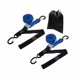 AmazonBasics Tiedown Set with Integrated Soft Loops, 3,328lb Break Strength, Blue & Black, 2-Pack