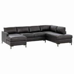 Amazon Brand – Rivet Edgewest Modern Right-Facing U-Shape Sectional, Leather, 117