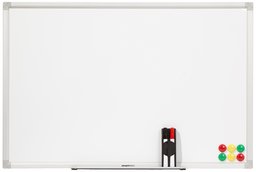 AmazonBasics Whiteboard Drywipe Magnetic with Pen Tray and Aluminium Trim W900xH600mm