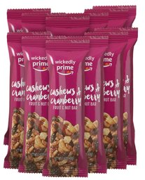 Wickedly Prime Fruit & Nut Bar, Cashews & Cranberry, Gluten Free, Kosher, 1.4 Ounce (Pack of 12)