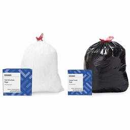 Amazon Brand - Solimo Tall Kitchen Drawstring Trash Bags, 13 Gallon, 120 Count & Multipurpose Drawstring Trash Bags, 30 Gallon, 50 Count