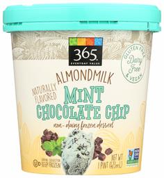 365 Everyday Value, Almondmilk Mint Chocolate Chip Non-Dairy Dessert, 1 pint, (Frozen)