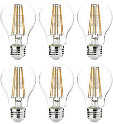 AmazonBasics 75 Watt Equivalent, Clear, Non-Dimmable, A19 LED Light Bulb - 6 Pack