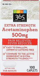 365 Everyday Value, Extra Strength Acetaminophen 500mg, 100 ct