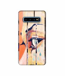 Amazon Brand - Solimo Designer Potrat On Wood 3D Printed Hard Back Case Mobile Cover for Samsung Galaxy S10 Plus