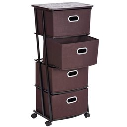 UMI. Essentials Rolling Storage Cart, 4-Drawer Organiser Cart with 4 Collapsible Fabric Bins and 4 Wheels (2 with Brakes) for Home, Office, Clothes, Art Supplies