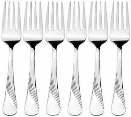 (Renewed) Amazon Brand - Solimo 6 Piece Stainless Steel Fork Set, Waves