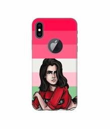 Amazon Brand - Solimo Designer Lady Vector with Line 3D Printed Hard Back Case Mobile Cover for Apple iPhone Xs Max (Logo Cut)