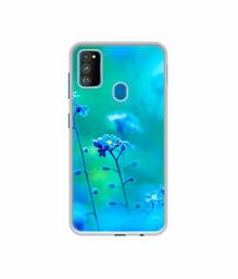 Amazon Brand - Solimo Designer Blue Flower UV Printed Soft Back Case Mobile Cover for Samsung Galaxy M21 / M30s