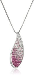 Sterling Silver with Swarovski Elements Crystal Teardrop Pendant Necklace, Pink, 18