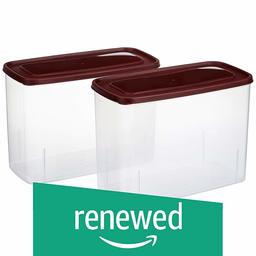 (Renewed) Amazon Brand - Solimo Set of 2 Storage Container (3.4L), Brown