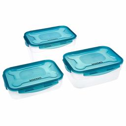 Amazon Brand - Solimo Plastic Food Storage Container Set, (3 pieces, 2L, 3.2L, 4.7L)