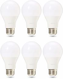 AmazonBasics Commercial Grade LED Light Bulb | 60-Watt Equivalent, A19, Daylight, Dimmable, 6-Pack