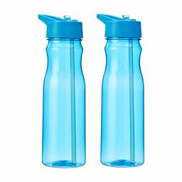 AmazonBasics Botella de agua de Tritán con boquilla abatible – 680 gramos, 2 unidades, azul