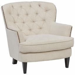 Amazon Brand – Ravenna Home Semple Button Tufted Nailhead Trim Accent Chair, 33