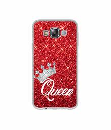 Amazon Brand - Solimo Designer Queen On Red Glitter UV Printed Soft Back Case Mobile Cover for Samsung Galaxy E5