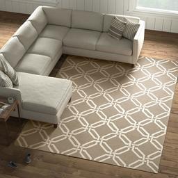 Amazon Brand – Stone & Beam Contemporary Interlocking Rings Wool Area Rug, 8 x 11 Foot, Coffee