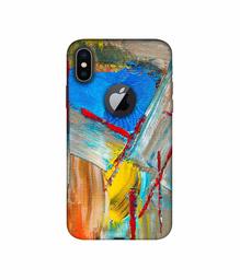 Amazon Brand - Solimo Designer Randam Multicolor Mash 3D Printed Hard Back Case Mobile Cover for Apple iPhone X (Logo Cut)