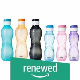 (Renewed) Amazon Brand - Solimo Plastic Water Bottle Set, 6-Pieces, Multicolour (CHEMCO10)