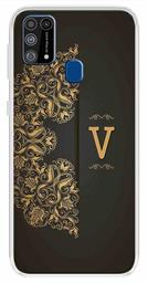 Amazon Brand - Solimo Designer Multicolor Black Pattern Alphabet-V Printed Soft Back Case Mobile Cover for Samsung Galaxy M31