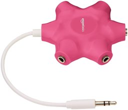 AmazonBasics 5-Way Multi Headphone Splitter, Pink