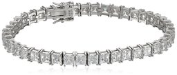 Platinum Plated Silver Princess-Cut Tennis Bracelet made with Swarovski Zirconia (5mm), 7.25