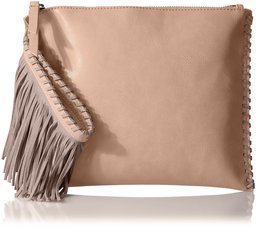 The Fix Quinn Suede Fringe Wristlet Clutch, Petal Blush