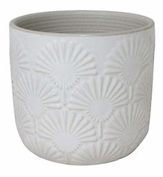 Amazon Brand – Stone & Beam Small Fan-Embossed Planter, 4.3