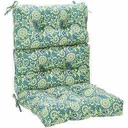 Amazon Basics Tufted Outdoor High Back Patio Chair Cushion- Blue Flower